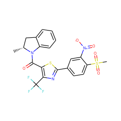 C[C@@H]1Cc2ccccc2N1C(=O)c1sc(-c2ccc(S(C)(=O)=O)c([N+](=O)[O-])c2)nc1C(F)(F)F ZINC000084689787