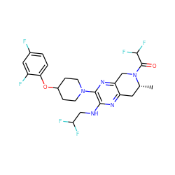 C[C@@H]1Cc2nc(NCC(F)F)c(N3CCC(Oc4ccc(F)cc4F)CC3)nc2CN1C(=O)C(F)F ZINC001772647845