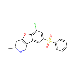 C[C@@H]1Cc2oc3c(Cl)cc(S(=O)(=O)c4ccccc4)cc3c2CN1 ZINC000143369339