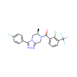 C[C@@H]1Cn2c(nnc2-c2ccc(F)cc2)CN1C(=O)c1cccc(C(F)(F)F)c1Cl ZINC000473105926