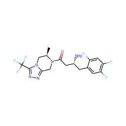 C[C@@H]1Cn2c(nnc2C(F)(F)F)CN1C(=O)C[C@H](N)Cc1cc(F)c(F)cc1F ZINC000028967349