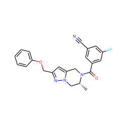 C[C@@H]1Cn2nc(COc3ccccc3)cc2CN1C(=O)c1cc(F)cc(C#N)c1 ZINC000168079604