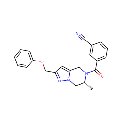 C[C@@H]1Cn2nc(COc3ccccc3)cc2CN1C(=O)c1cccc(C#N)c1 ZINC000168079406