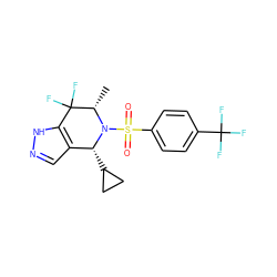 C[C@@H]1N(S(=O)(=O)c2ccc(C(F)(F)F)cc2)[C@H](C2CC2)c2cn[nH]c2C1(F)F ZINC000049034414