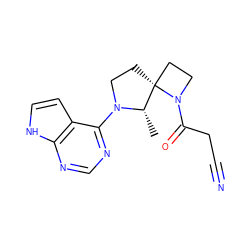 C[C@@H]1N(c2ncnc3[nH]ccc23)CC[C@@]12CCN2C(=O)CC#N ZINC000143584781