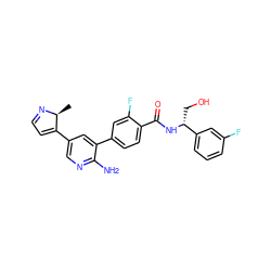 C[C@@H]1N=CC=C1c1cnc(N)c(-c2ccc(C(=O)N[C@H](CO)c3cccc(F)c3)c(F)c2)c1 ZINC001772636779