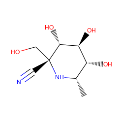 C[C@@H]1N[C@](C#N)(CO)[C@H](O)[C@@H](O)[C@@H]1O ZINC000253635392