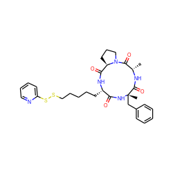 C[C@@H]1NC(=O)[C@](C)(Cc2ccccc2)NC(=O)[C@H](CCCCCSSc2ccccn2)NC(=O)[C@H]2CCCN2C1=O ZINC000028876428