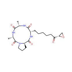 C[C@@H]1NC(=O)[C@H](CCCCCC(=O)[C@@H]2CO2)NC(=O)[C@H]2CCCN2C(=O)[C@H](C)NC1=O ZINC000013559567