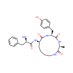 C[C@@H]1NC(=O)[C@H](Cc2ccc(O)cc2)NC(=O)[C@H](NC(=O)[C@H](N)Cc2ccccc2)CCCCNC1=O ZINC000027085361