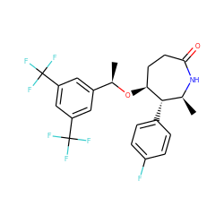 C[C@@H]1NC(=O)CC[C@H](O[C@H](C)c2cc(C(F)(F)F)cc(C(F)(F)F)c2)[C@H]1c1ccc(F)cc1 ZINC000036324203