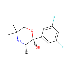 C[C@@H]1NC(C)(C)CO[C@@]1(O)c1cc(F)cc(F)c1 ZINC000070672967