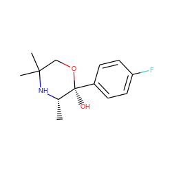 C[C@@H]1NC(C)(C)CO[C@@]1(O)c1ccc(F)cc1 ZINC000053297175