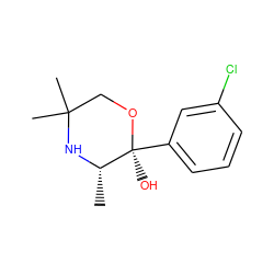 C[C@@H]1NC(C)(C)CO[C@@]1(O)c1cccc(Cl)c1 ZINC000005377133