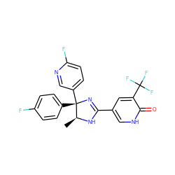 C[C@@H]1NC(c2c[nH]c(=O)c(C(F)(F)F)c2)=N[C@@]1(c1ccc(F)cc1)c1ccc(F)nc1 ZINC000071294801