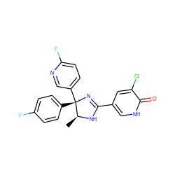 C[C@@H]1NC(c2c[nH]c(=O)c(Cl)c2)=N[C@@]1(c1ccc(F)cc1)c1ccc(F)nc1 ZINC000071295587