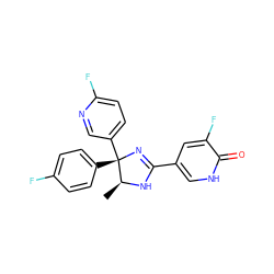 C[C@@H]1NC(c2c[nH]c(=O)c(F)c2)=N[C@@]1(c1ccc(F)cc1)c1ccc(F)nc1 ZINC000071295444