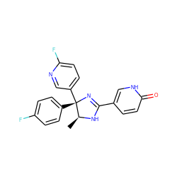 C[C@@H]1NC(c2ccc(=O)[nH]c2)=N[C@@]1(c1ccc(F)cc1)c1ccc(F)nc1 ZINC000071295818