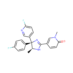 C[C@@H]1NC(c2ccc(=O)n(C)c2)=N[C@@]1(c1ccc(F)cc1)c1ccc(F)nc1 ZINC000071281292