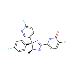 C[C@@H]1NC(c2ccc(Cl)c(=O)[nH]2)=N[C@@]1(c1ccc(F)cc1)c1ccc(F)nc1 ZINC000071280934