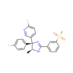 C[C@@H]1NC(c2cccc(S(C)(=O)=O)c2)=N[C@@]1(c1ccc(F)cc1)c1ccc(F)nc1 ZINC000038449938