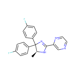 C[C@@H]1NC(c2cnccn2)=NC1(c1ccc(F)cc1)c1ccc(F)cc1 ZINC000003964547