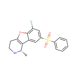 C[C@@H]1NCCc2oc3c(Cl)cc(S(=O)(=O)c4ccccc4)cc3c21 ZINC000143427271