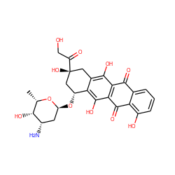 C[C@@H]1O[C@@H](O[C@@H]2C[C@](O)(C(=O)CO)Cc3c(O)c4c(c(O)c32)C(=O)c2c(O)cccc2C4=O)C[C@H](N)[C@@H]1O ZINC000028112748