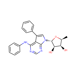 C[C@@H]1O[C@@H](n2cc(-c3ccccc3)c3c(Nc4ccccc4)ncnc32)[C@H](O)[C@@H]1O ZINC000003814342