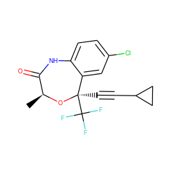 C[C@@H]1O[C@](C#CC2CC2)(C(F)(F)F)c2cc(Cl)ccc2NC1=O ZINC000003922462