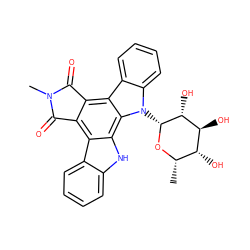 C[C@@H]1O[C@H](n2c3ccccc3c3c4c(c5c6ccccc6[nH]c5c32)C(=O)N(C)C4=O)[C@H](O)[C@@H](O)[C@@H]1O ZINC000253636654