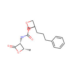 C[C@@H]1OC(=O)[C@@H]1NC(=O)OC1(CCCc2ccccc2)COC1 ZINC000223647718