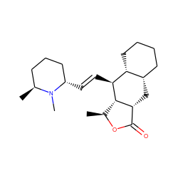 C[C@@H]1OC(=O)[C@H]2C[C@H]3CCCC[C@H]3[C@H](/C=C/[C@H]3CCC[C@H](C)N3C)[C@@H]12 ZINC000013443766