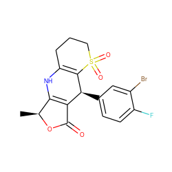 C[C@@H]1OC(=O)C2=C1NC1=C([C@H]2c2ccc(F)c(Br)c2)S(=O)(=O)CCC1 ZINC000103303513