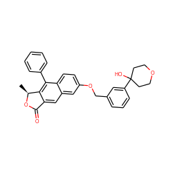 C[C@@H]1OC(=O)c2cc3cc(OCc4cccc(C5(O)CCOCC5)c4)ccc3c(-c3ccccc3)c21 ZINC000013759145