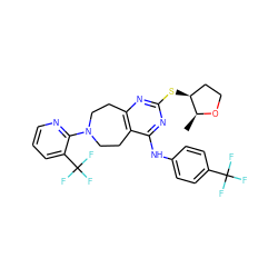 C[C@@H]1OCC[C@@H]1Sc1nc2c(c(Nc3ccc(C(F)(F)F)cc3)n1)CCN(c1ncccc1C(F)(F)F)CC2 ZINC000146768590