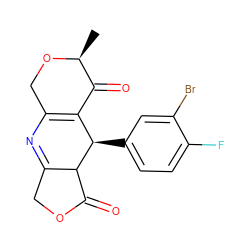 C[C@@H]1OCC2=C(C1=O)[C@@H](c1ccc(F)c(Br)c1)C1C(=O)OCC1=N2 ZINC000038394565