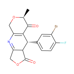 C[C@@H]1OCC2=C(C1=O)[C@H](c1ccc(F)c(Br)c1)C1C(=O)OCC1=N2 ZINC000038394567