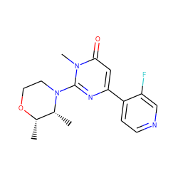 C[C@@H]1OCCN(c2nc(-c3ccncc3F)cc(=O)n2C)[C@@H]1C ZINC000114419107