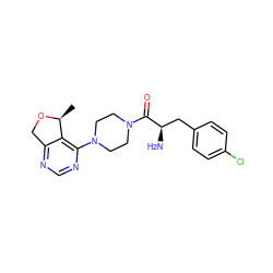 C[C@@H]1OCc2ncnc(N3CCN(C(=O)[C@H](N)Cc4ccc(Cl)cc4)CC3)c21 ZINC000066251384