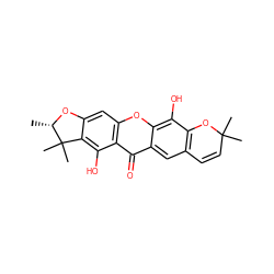 C[C@@H]1Oc2cc3oc4c(O)c5c(cc4c(=O)c3c(O)c2C1(C)C)C=CC(C)(C)O5 ZINC000015256054