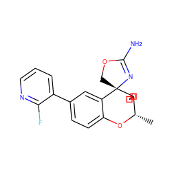 C[C@@H]1Oc2ccc(-c3cccnc3F)cc2[C@@]2(COC(N)=N2)C12COC2 ZINC000149272116