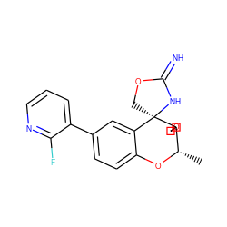 C[C@@H]1Oc2ccc(-c3cccnc3F)cc2[C@]2(COC(=N)N2)C12COC2 ZINC001772609948