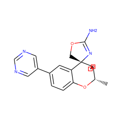 C[C@@H]1Oc2ccc(-c3cncnc3)cc2[C@@]2(COC(N)=N2)C12COC2 ZINC000149271197