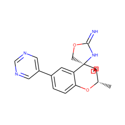 C[C@@H]1Oc2ccc(-c3cncnc3)cc2[C@]2(COC(=N)N2)C12COC2 ZINC001772646971