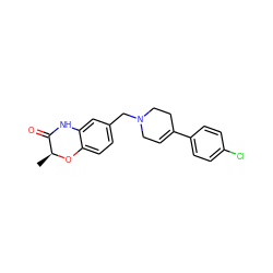 C[C@@H]1Oc2ccc(CN3CC=C(c4ccc(Cl)cc4)CC3)cc2NC1=O ZINC000095920589