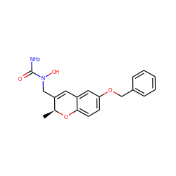 C[C@@H]1Oc2ccc(OCc3ccccc3)cc2C=C1CN(O)C(N)=O ZINC000013833883