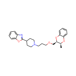 C[C@@H]1Oc2ccccc2O[C@@H]1COCCCN1CCC(c2nc3ccccc3o2)CC1 ZINC000169312212