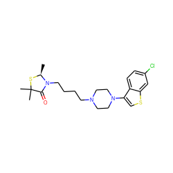 C[C@@H]1SC(C)(C)C(=O)N1CCCCN1CCN(c2csc3cc(Cl)ccc23)CC1 ZINC000013759441