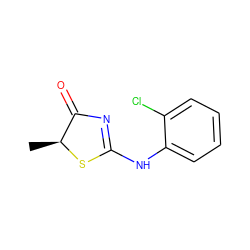 C[C@@H]1SC(Nc2ccccc2Cl)=NC1=O ZINC000011638016